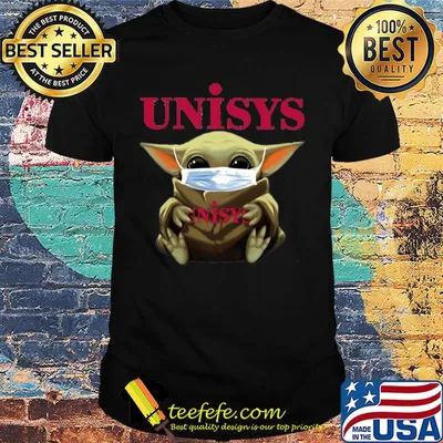 Baby Yoda mask hug Unisys shirt