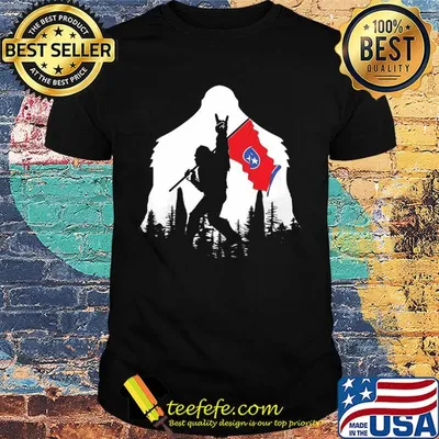 Bigfoot rock and roll tennessee flag in the forest shirt