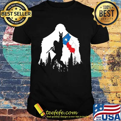 Bigfoot rock and roll texas flag in the forest shirt
