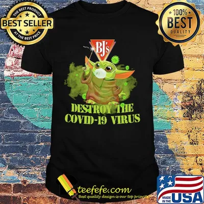 Bj’s restaurant brewhouse baby yoda destroy the covid-19 virus shirt