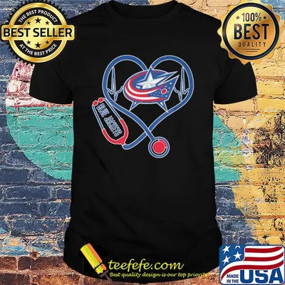 Blue jackets heart nurse stethoscope shirt