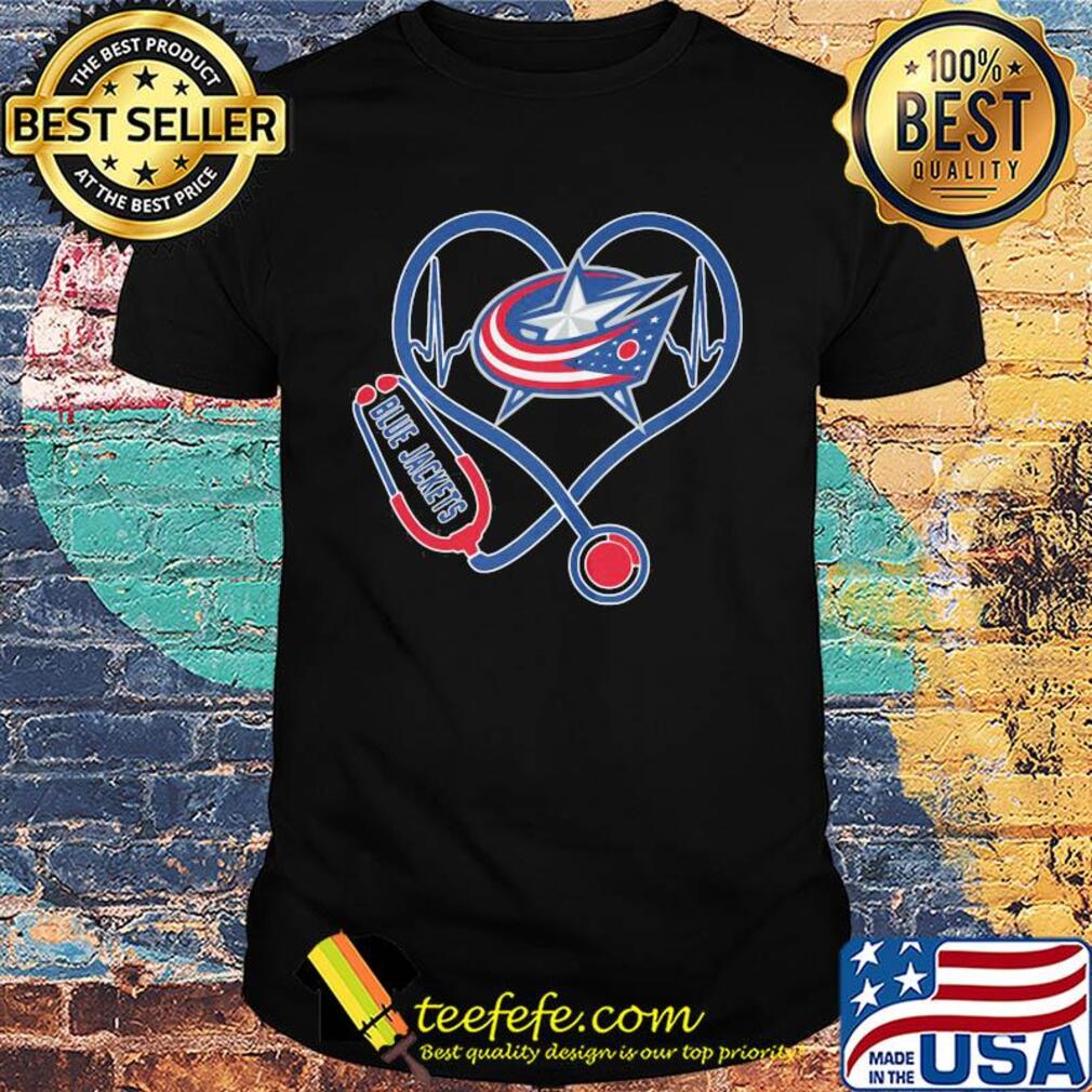Blue jackets heart nurse stethoscope shirt