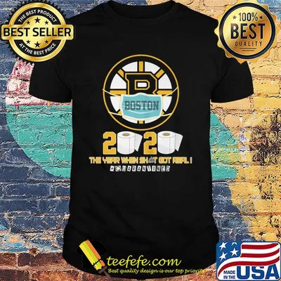 Boston bruins hockey 2020 the year when shit got real quarantined toilet paper mask covid-19 shirt
