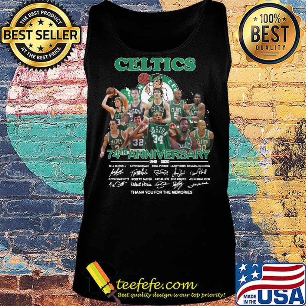 Boston Celtics logo 74th anniversary 1946-2020 signatures thank you for the memories s Tank top Boston Celtics logo 74th anniversary 1946-2020 signatures thank you for the memories s Tank top