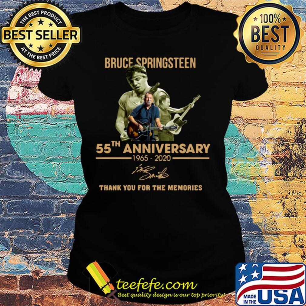Bruce springsteen guitar 55th anniversary 1965-2020 signature thank you for the memories s Ladies tee Bruce springsteen guitar 55th anniversary 1965-2020 signature thank you for the memories s Ladies tee