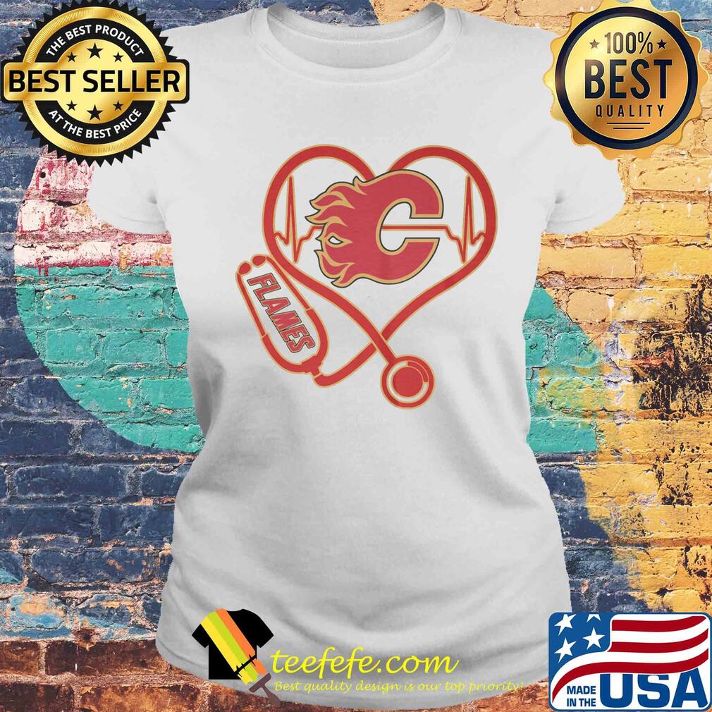 Calgary flames stethoscope heart s Laides tee Calgary flames stethoscope heart s Laides tee