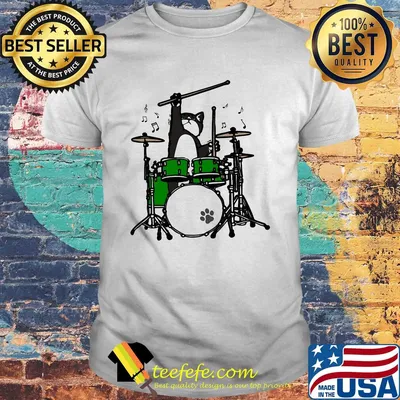 Funny Cat playing drums shirt