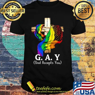 Gay god accepts you jesus american flag lgbt shirt