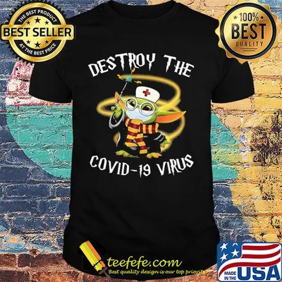 Harry potter baby yoda nurse mask destroy the covid-19 virus shirt