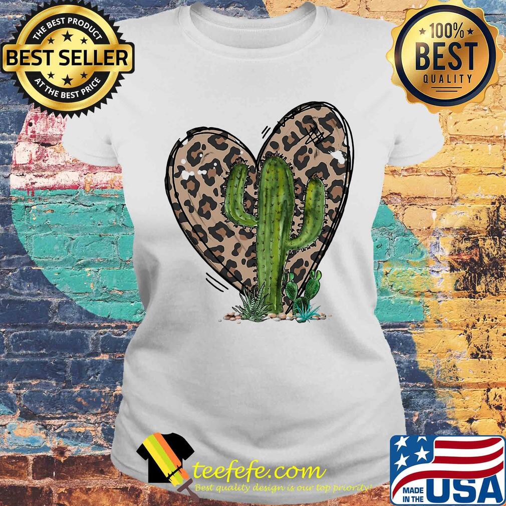 Leopard Heart with Cactus s Laides tee Leopard Heart with Cactus s Laides tee