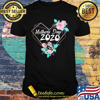 Mother's day 2020 mask heart panda flower shirt