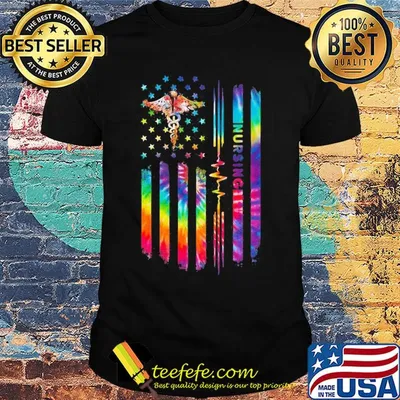 Nursing American flag veteran color shirt