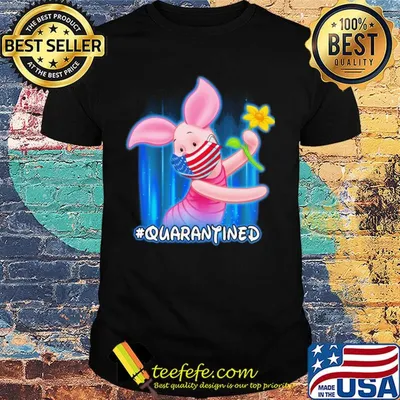 Piglet quarantined American flag mask Disney shirt