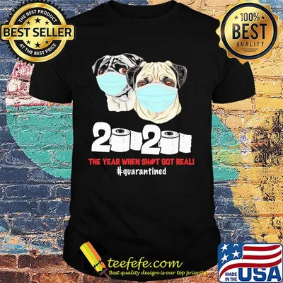 Pug dogs mask face 2020 toilet paper the year when shit got real quarantined shirt