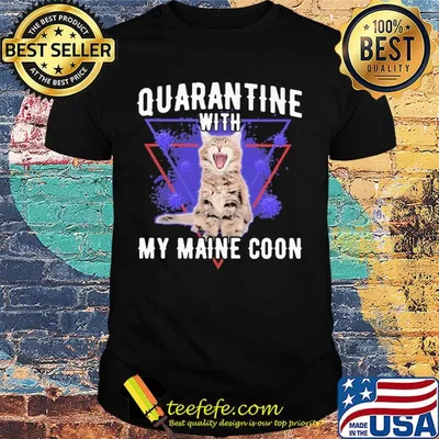 Quarantine with my maine coon cat coronavirus shirt
