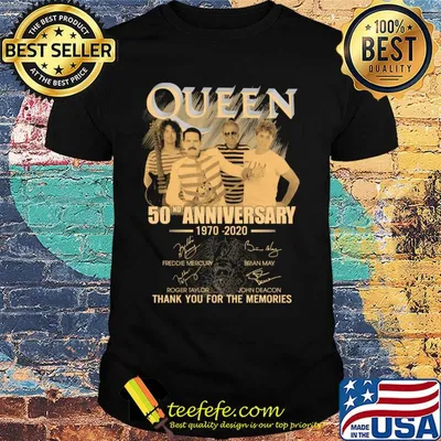 Queen band 50nd anniversary 1970 2020 thank you for the memories signatures shirt