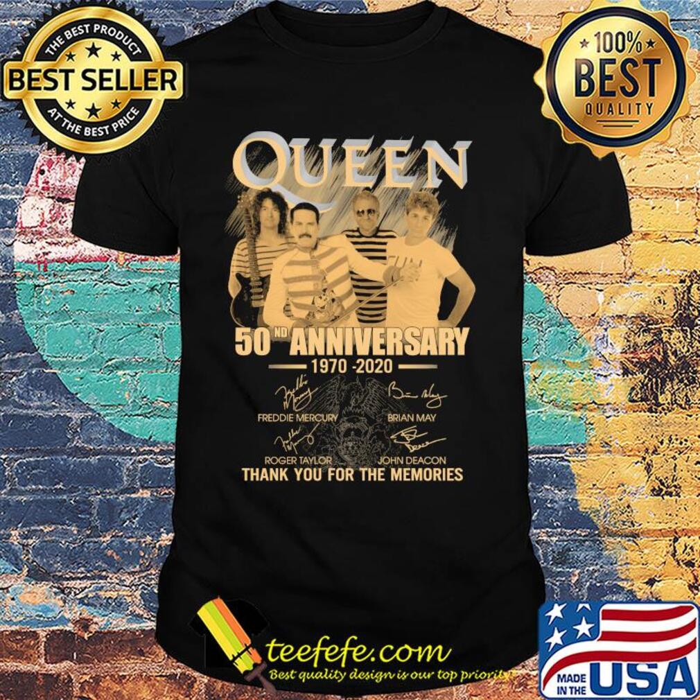 Queen band 50nd anniversary 1970 2020 thank you for the memories signatures shirt