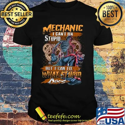 Skeleton mechanic I can’t fix stupid but I can fix what stupid does shirt