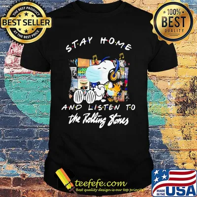 Snoopy wear mask stay home and listen to the rolling stones covid-19 shirt
