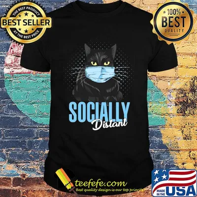 Socially Distant Black Cat mask shirt