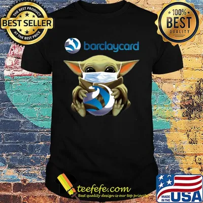 Star wars baby yoda hug barclaycard mask covid-19 shirt