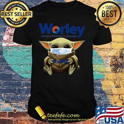 Star wars baby yoda hug worley energy chemicals resources mask covid-19 shirt