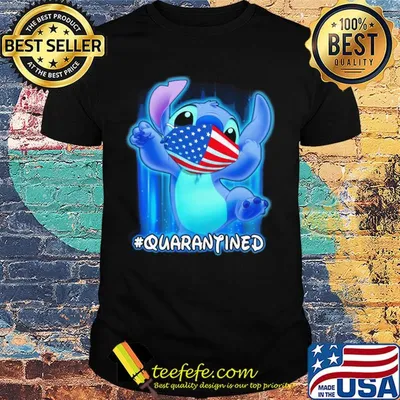 Stich quarantined American flag mask Disney shirt