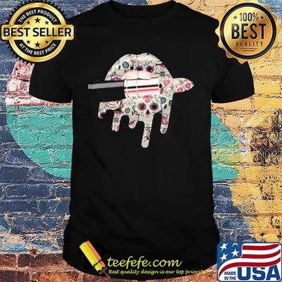 Sugar skull lip bite lipstick Hippie shirt