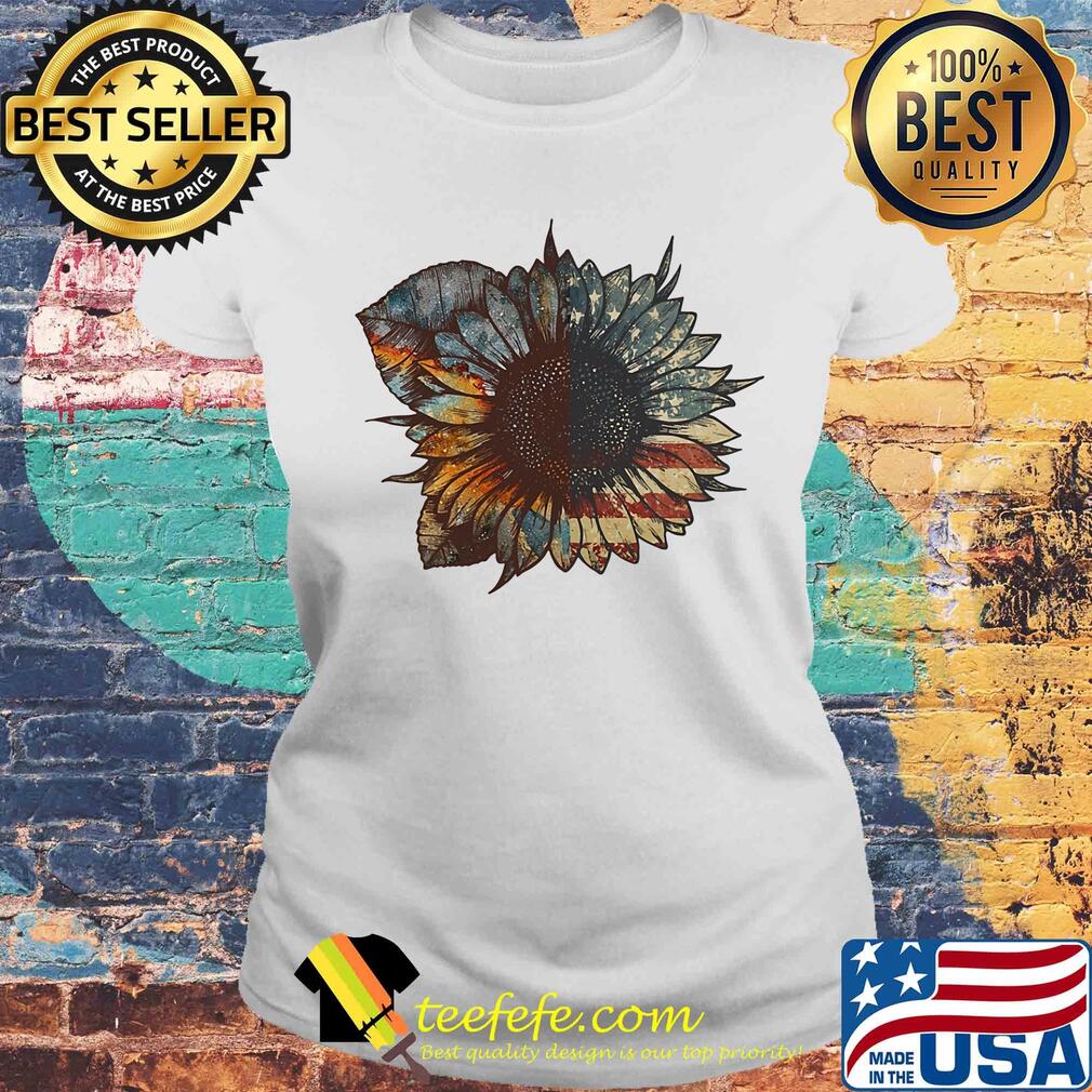 sunflower American flag veteran s Laides tee sunflower American flag veteran s Laides tee