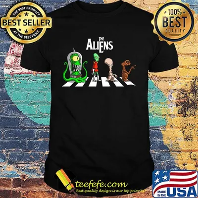 The aliens cartoon abbey road shirt