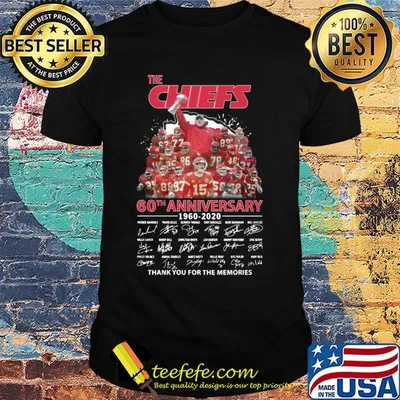 The kansas city chiefs 60th anniversary 1960-2020 signatures thank you for the memories shirt