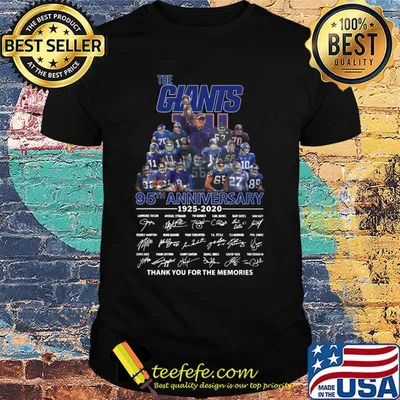 The New York Giants 95th anniversary 1925-2020 signature thank you for the memories shirt