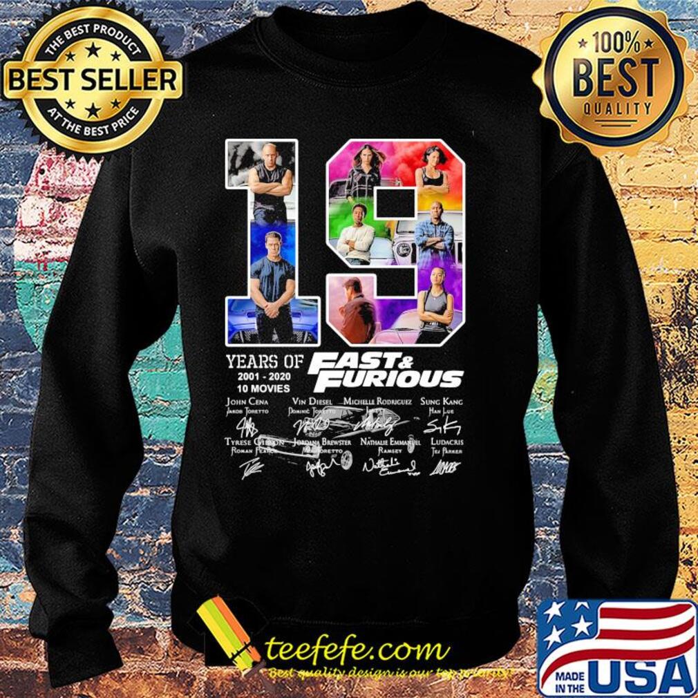 19 years of 2001 2020 10 movies fast and furious car signatures s Sweater 19 years of 2001 2020 10 movies fast and furious car signatures s Sweater
