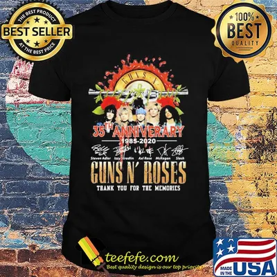 35th anniversary 1985 2020 Guns N' Roses thank you for the memories signatures shirt