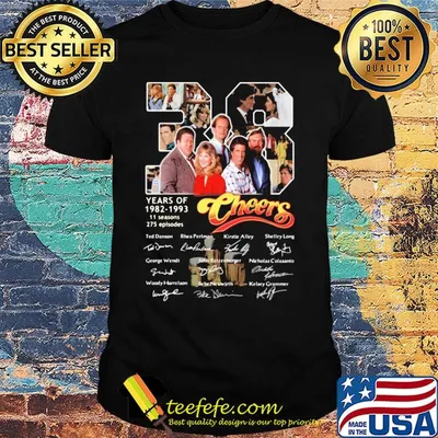 38 years of 1982 1993 theers characters signatures shirt