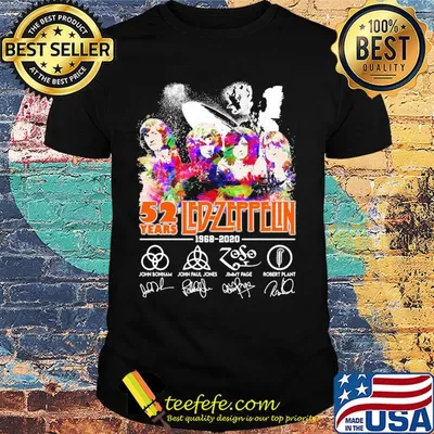 52 years led-zeppelin 1968 2020 john bonham john paul jones jimmy page robert plant signatures colors shirt