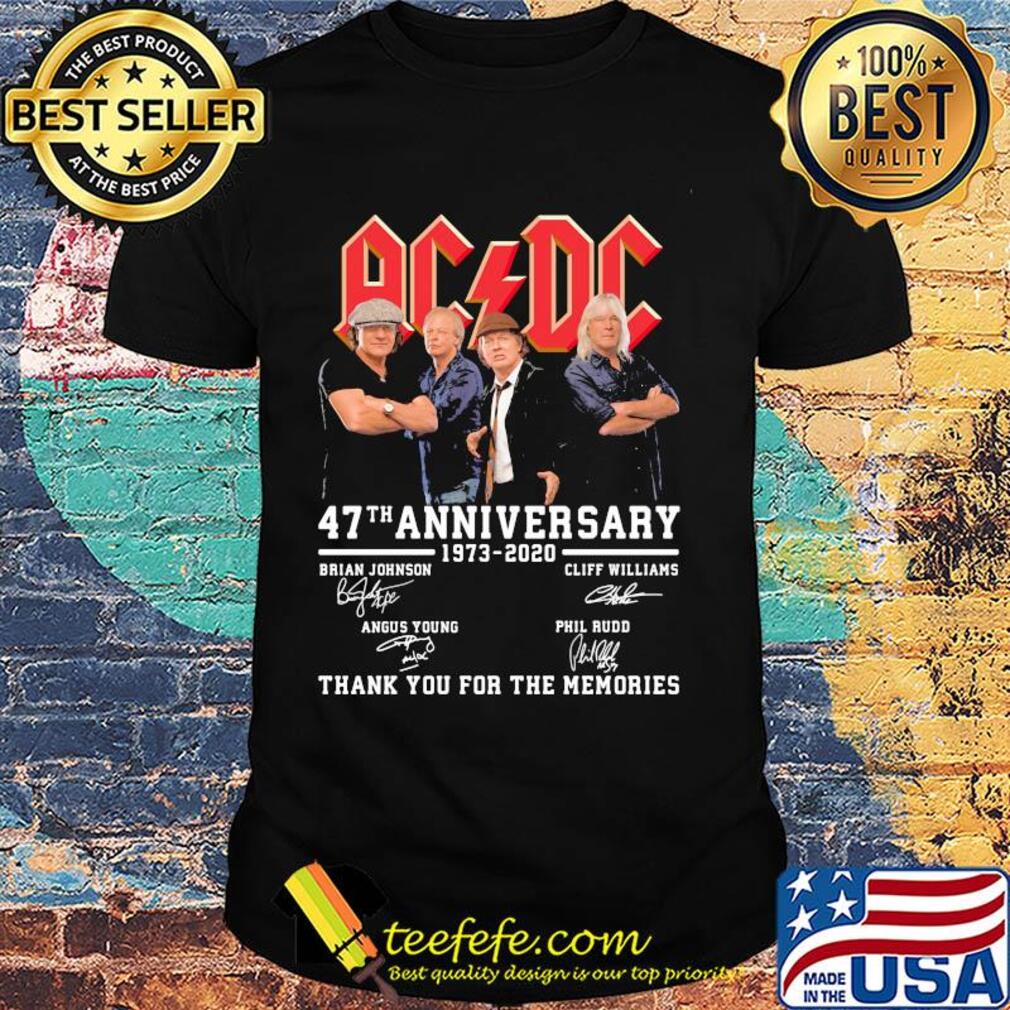 Acdc 47th anniversary 1973 2020 thank you for the memories signatures shirt
