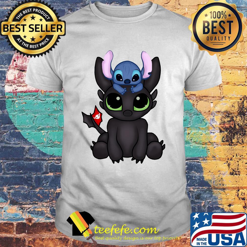 Baby toothless dragon and stitch flag shirt
