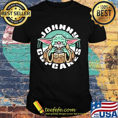Baby Yoda eat Johnny Cupcakes shirt