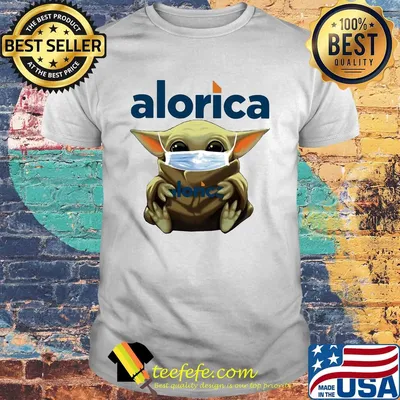 Baby Yoda face mask hug Alorica shirt