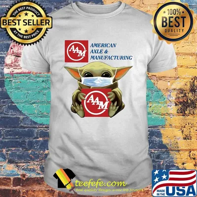 Baby Yoda face mask hug American Axle and Manufacturing shirt