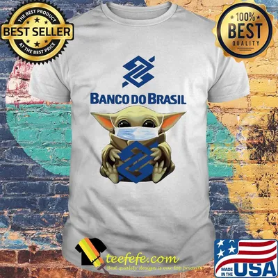 Baby Yoda face mask hug Banco Do Brasil shirt