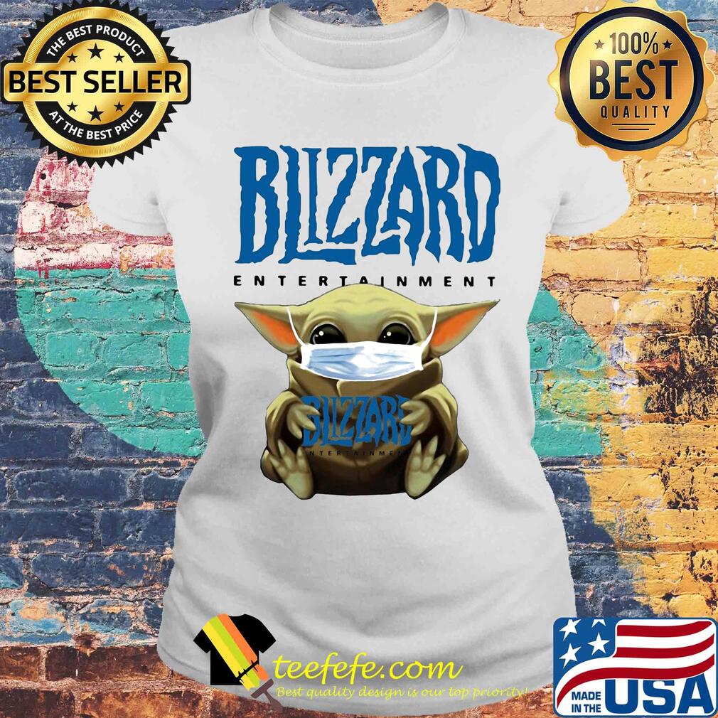 Baby Yoda face mask hug Blizzard Entertainment s Laides tee Baby Yoda face mask hug Blizzard Entertainment s Laides tee