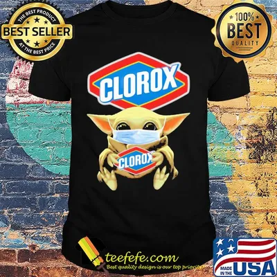 Baby Yoda face mask hug Clorox shirt