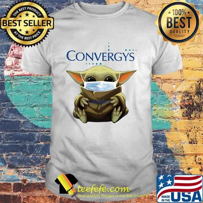 Baby Yoda face mask hug Convergys shirt