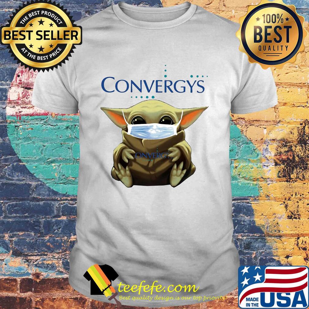 Baby Yoda face mask hug Convergys shirt
