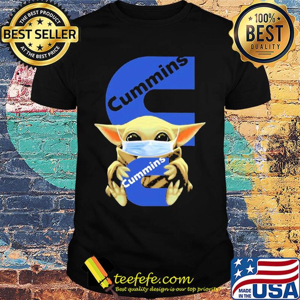 Baby Yoda face mask hug Cummins shirt