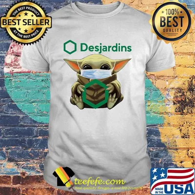 Baby Yoda face mask hug Desjardins shirt
