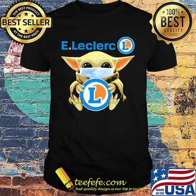 Baby Yoda face mask hug E.Leclerc shirt