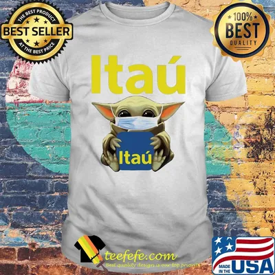 Baby Yoda face mask hug Itaú shirt